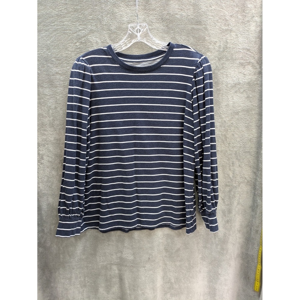 Women's Top‎ Large Navy Striped Balloon Long Sleeve Casual READ